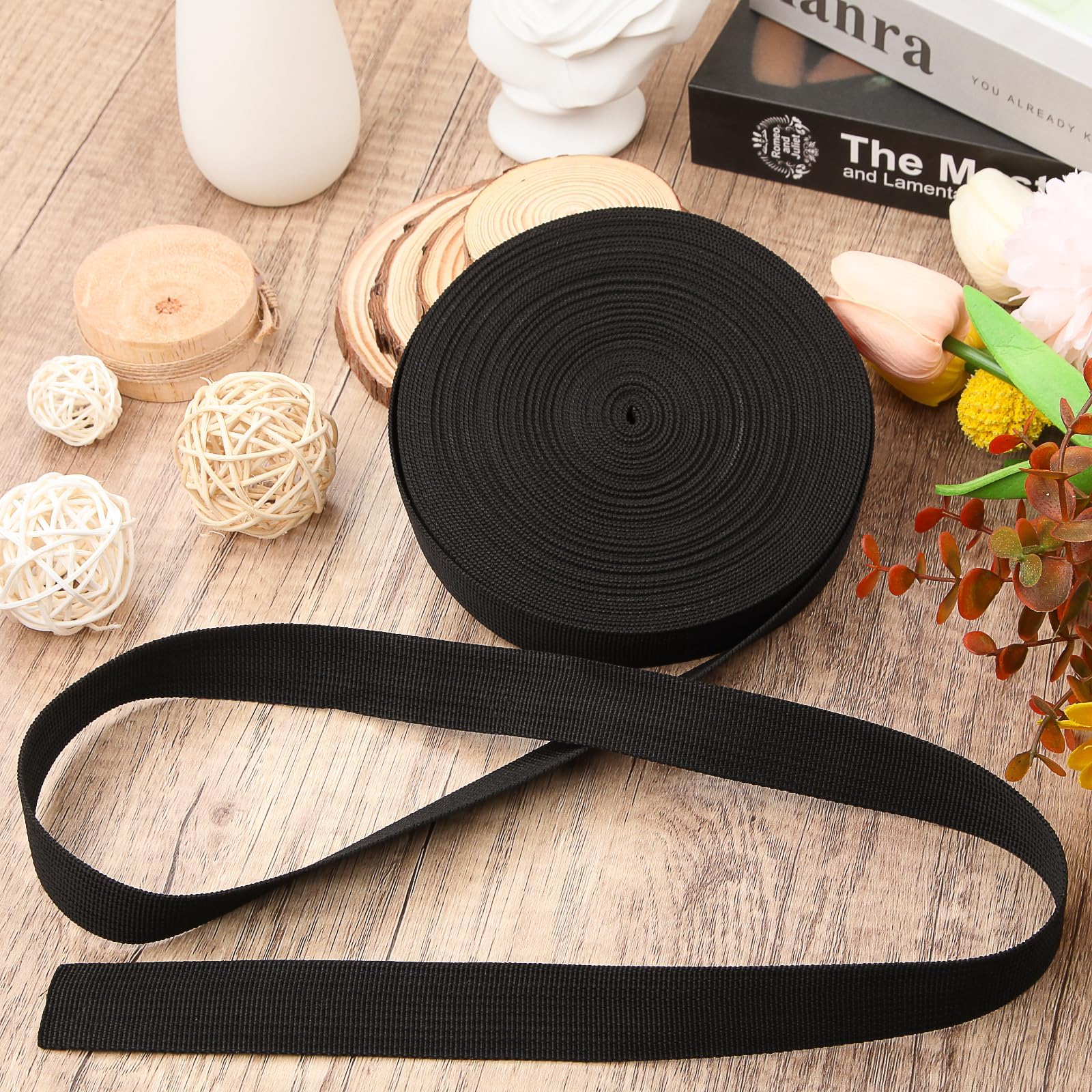 Decoratielint 2 yards 20mm canvas lint riem tas webbing nylon webbing huisdier webbing KnapsAck stressing naaien tas riem accessoires Geweven Band (Size : Noir