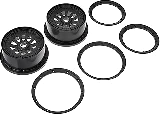 Losi Wheel & Beadlock Set, Black (2), 5T, LOSB7034