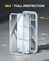 Vista 969 de Miracase Funda magnética para iPhone 14 de 6.1 pulgadas, protector de pantalla de vidrio templado integrado + protector de lente, compatible