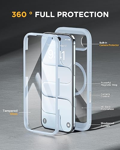 Miniatura 963 de Miracase Glass Series - Funda magnética para iPhone 15, compatible con MagSafe, de cuerpo completo, protector de pantalla de vidrio 9H integrado