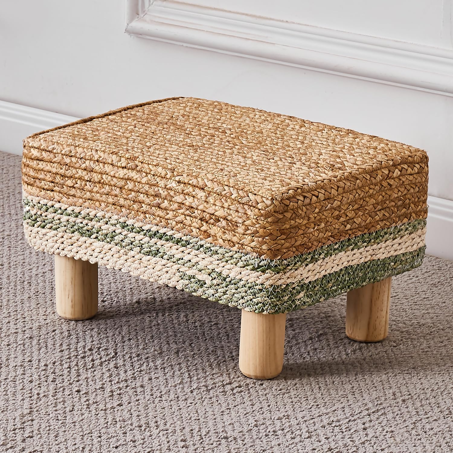Cpintltr Foot Stool Ottoman Rectangular Footrest Pouf Ottomans Natural