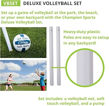 Champion Sports Outdoor Game Sets Volleyball, Badminton, Tetherball, Bocce & Croquet