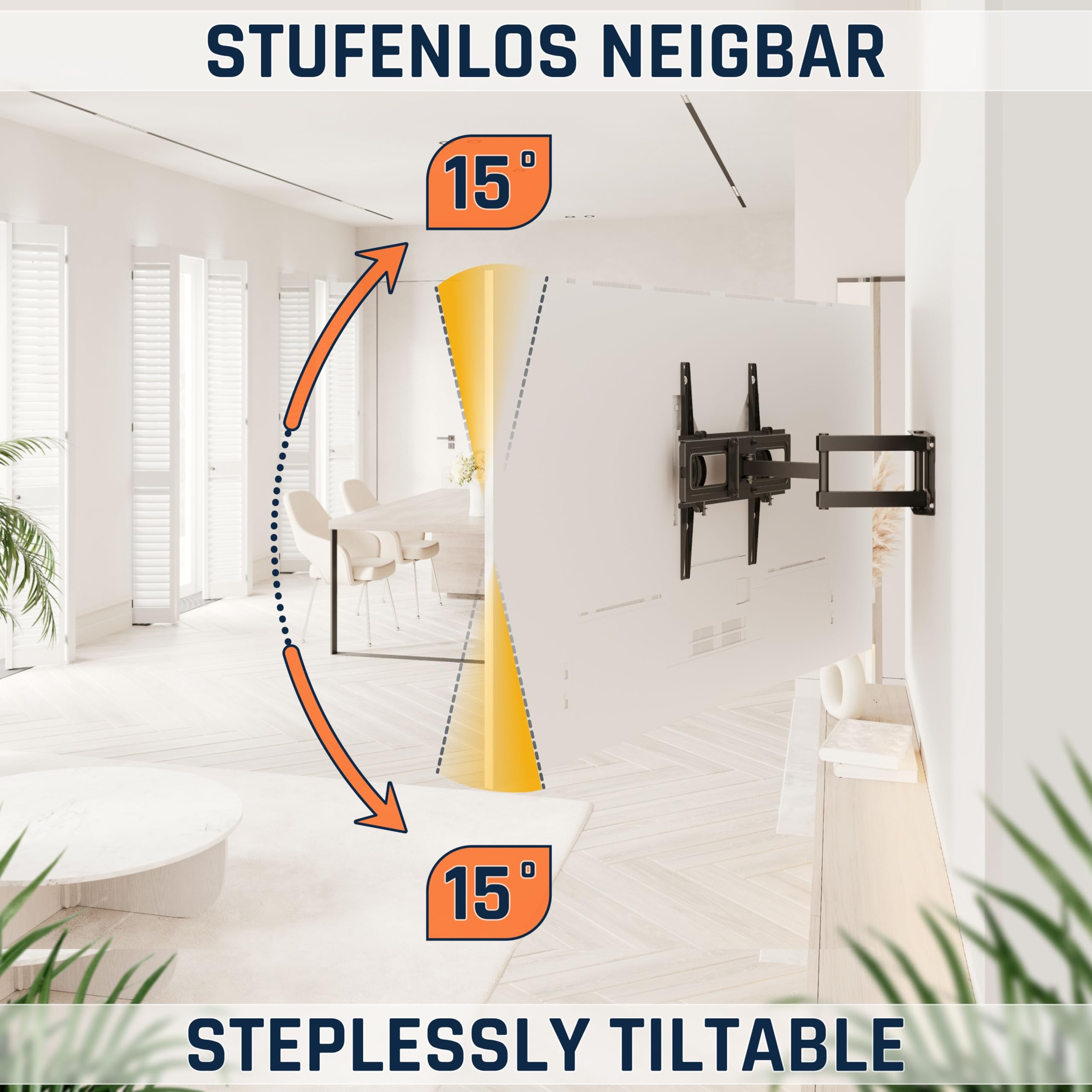 RICOO S6144 Supporto TV da parete Staffa TV 32-65 pollici per 32 40 42 43 49 50 55 60 65 pollici girevole inclinabile fino a 50 kg max VESA 400x400