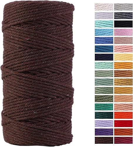 Miniatura 25 de Cuerda de macramé gris de 0.118 in x 109 yardas, cuerda de algodón de colores para colgar en la pared, colgadores de plantas, manualidades, tejer