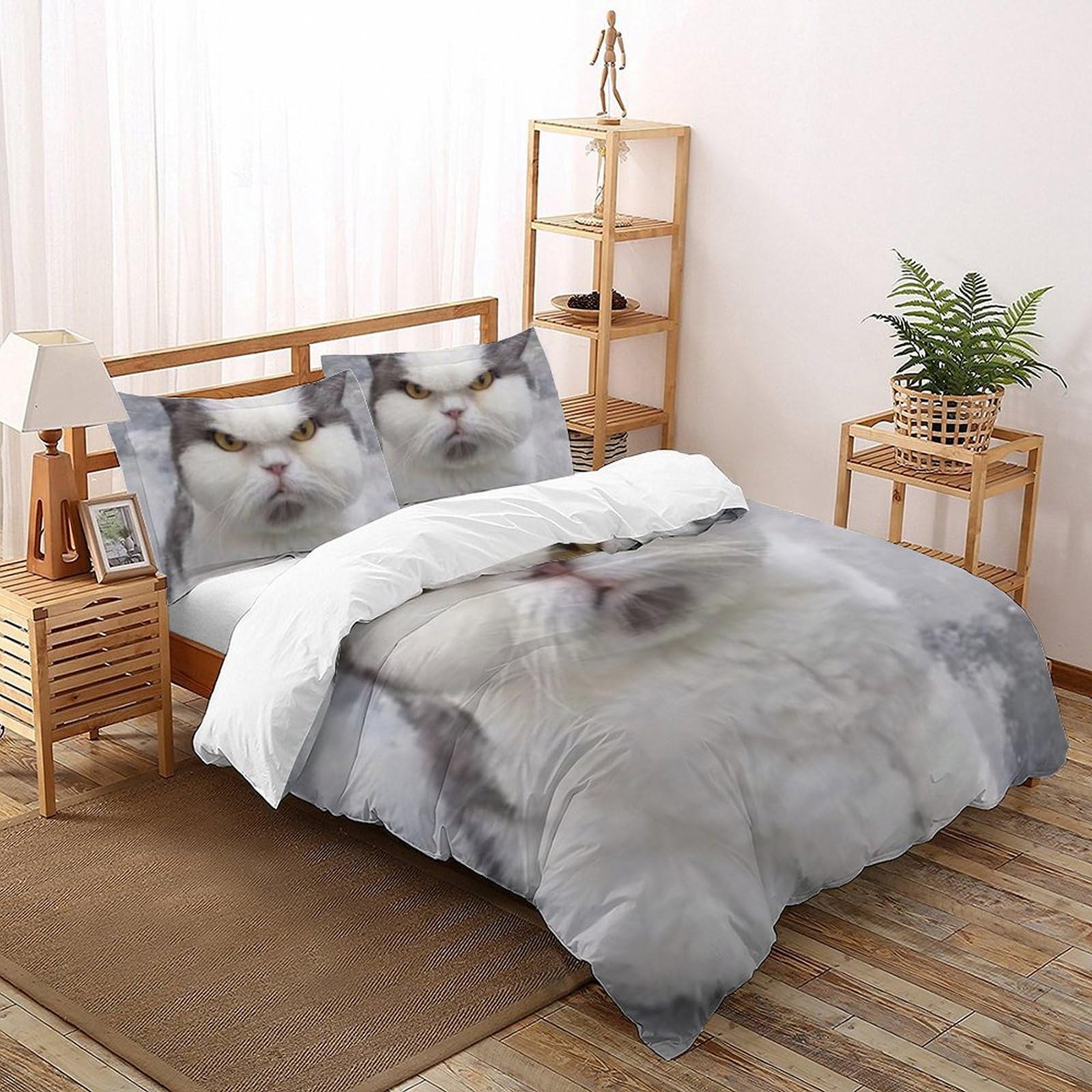 Housse de couette 220x240cm microfibre animaux pour lit King sans repassage