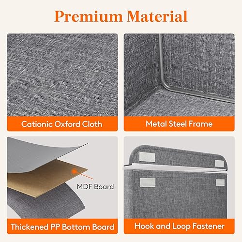 Miniatura 4 de Lifewit Cajas de almacenamiento de tela, 6 unidades, contenedores de almacenamiento apilables con tapas transparentes, canastas plegables de tela