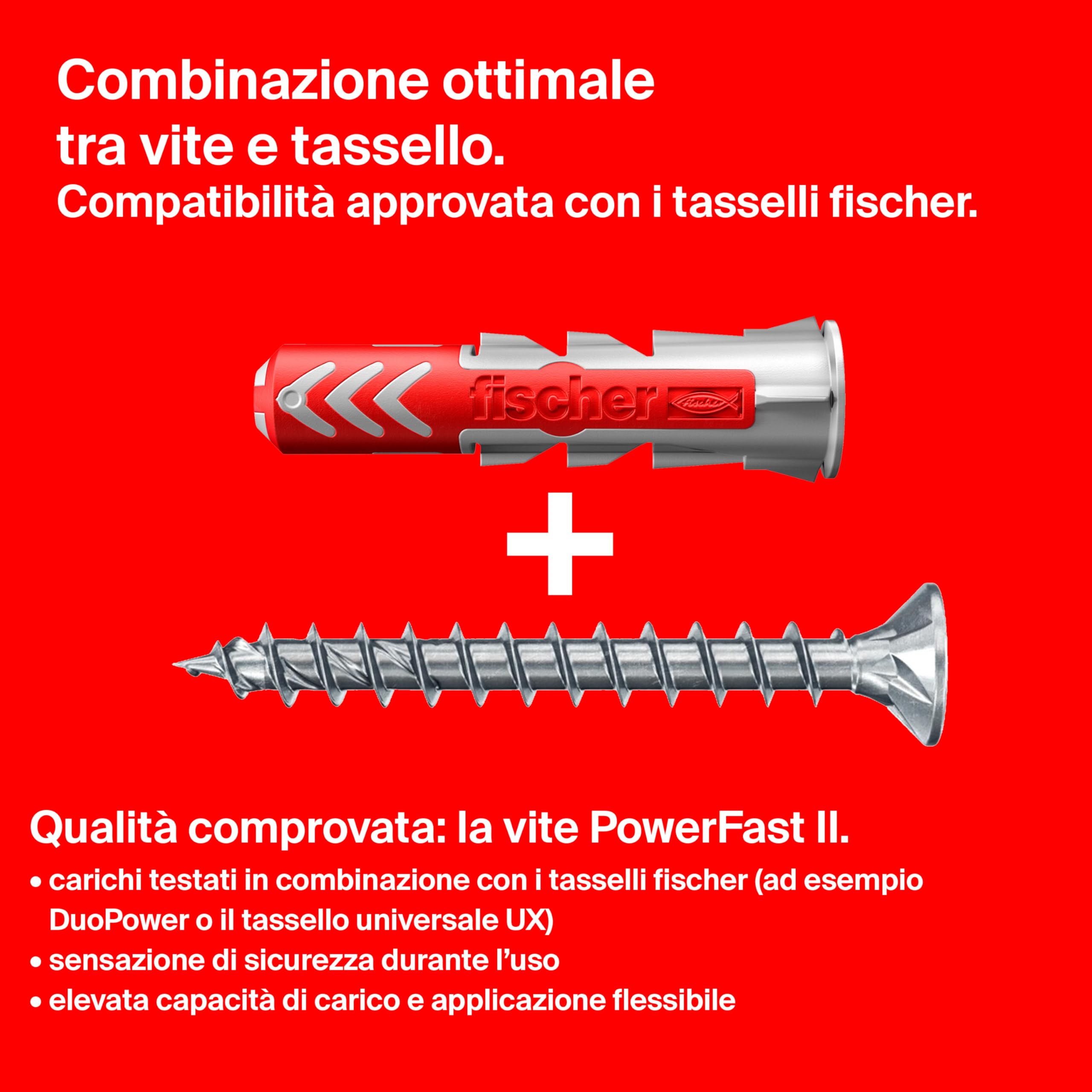 Fischer Viti Power Fast II FPF CTP 6,0x200 per Legno, Filetto Parziale, Torx, Testa Svasata Piana, Zincatura Bianca (100 Pz.)