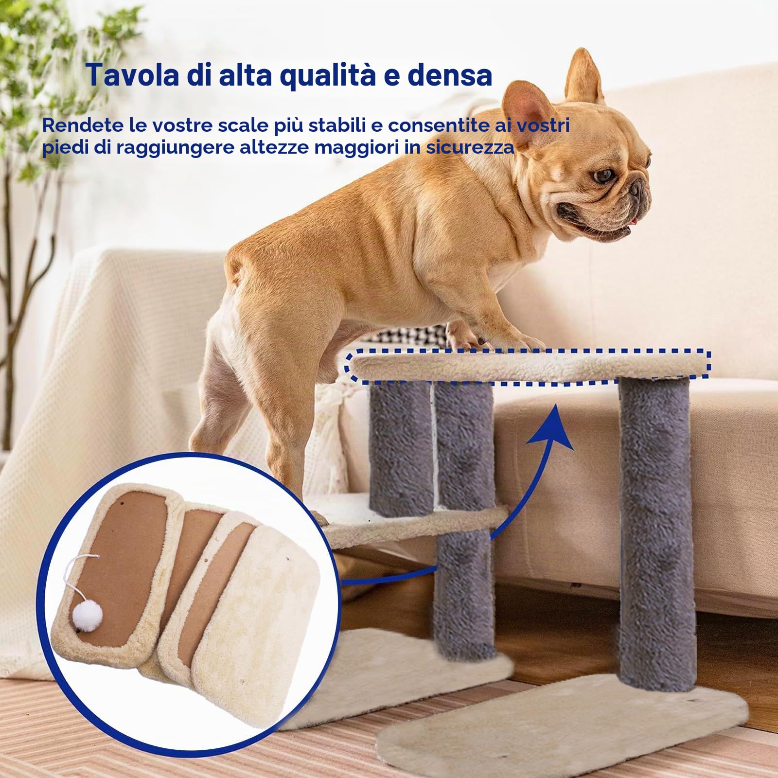 Scaletta Per Cani Alto18cm~76cm Combinazione libera,Letti,Divano Rampa Per Cani,Adatto A Gatti e Gattini Anziani Scaletta Per Gatti.(Beige/Grigio Scuro)