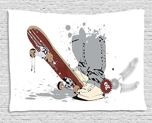 Miniatura 150 de Ambesonne Tapiz hawaiano, Costa Na Pali en la isla de Kauai en Hawái, día soleado, horizonte de montaña, colgante de pared para dormitorio, sala