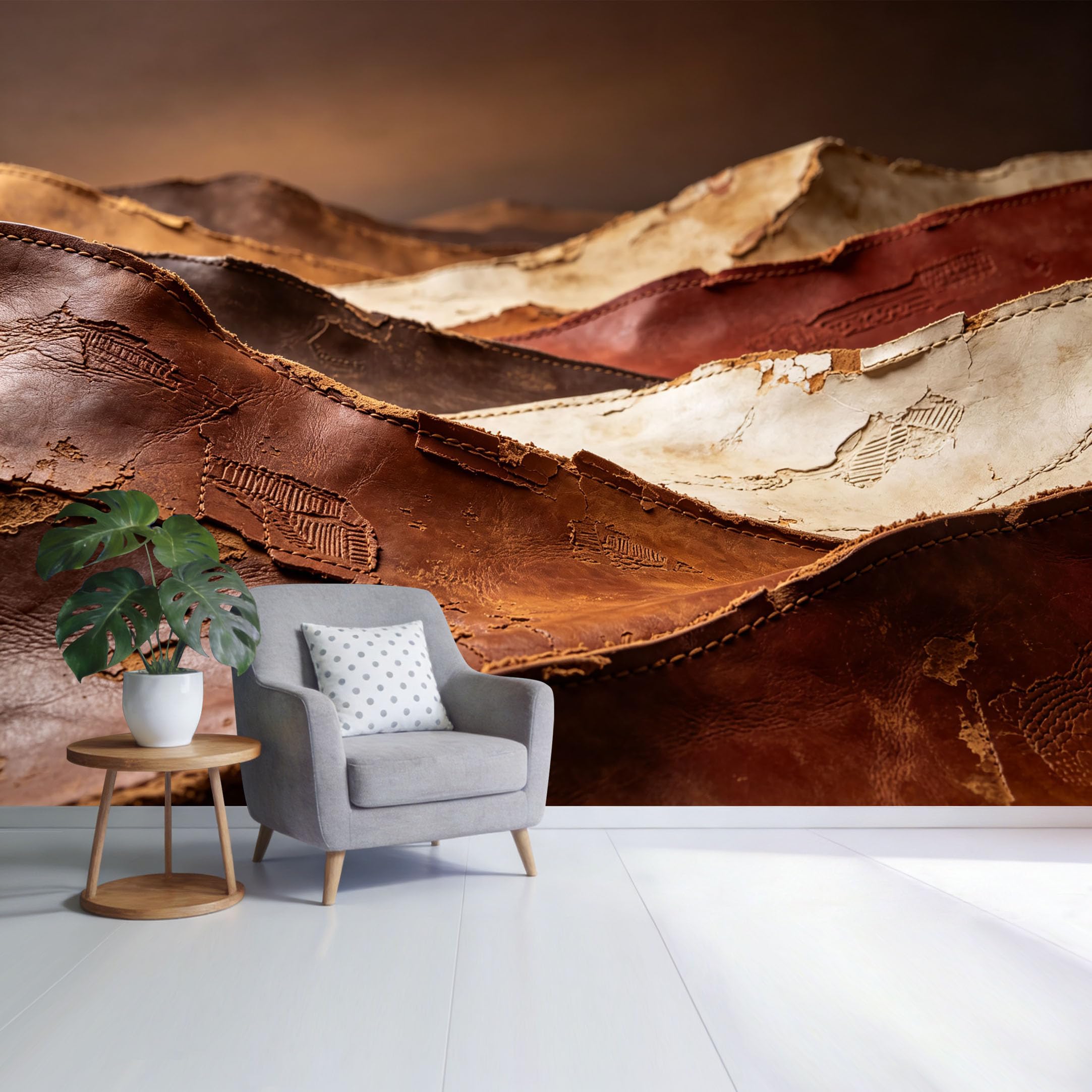 Custom Size Wall Mural Textured Leather Layers Abstract Mountain Landscape SelfAdhesive Wall Fabric Removable Wallpaper for Home Office Decor