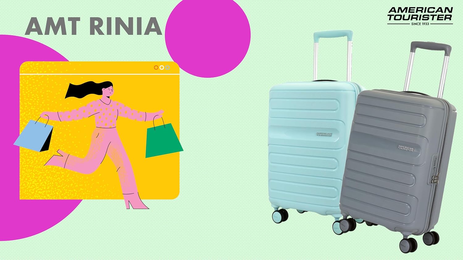 American Tourister RINIA 8 Wheel Double Spinner 67 cm Hard-Sided Polypropylene (PP) Suitcase Checkin Size Luggage Trolley (Grey, Medium) American Tourister RINIA 8 Wheel Double Spinner 67 cm Hard-Sided Polypropylene (PP) Suitcase Checkin Size Luggage Trolley (Grey, Medium)