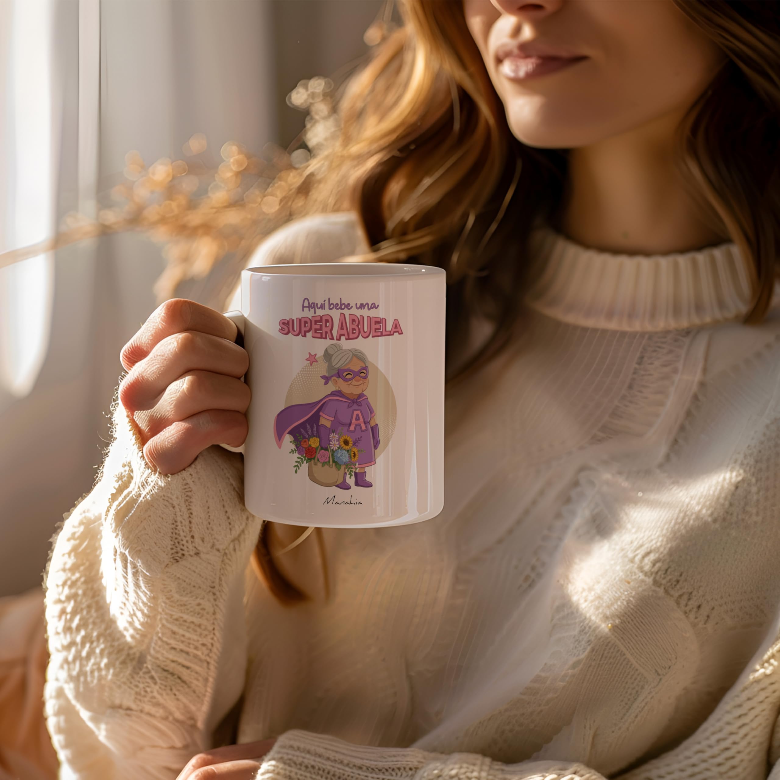 Manahia - Taza Abuelita - Aquí bebe una super abuela | Regalo Original Nietos, Superabuela - Idea Sorpresa Cumpleaños, Día de la madre, Navidad | Caja Regalo Kraft — view 9