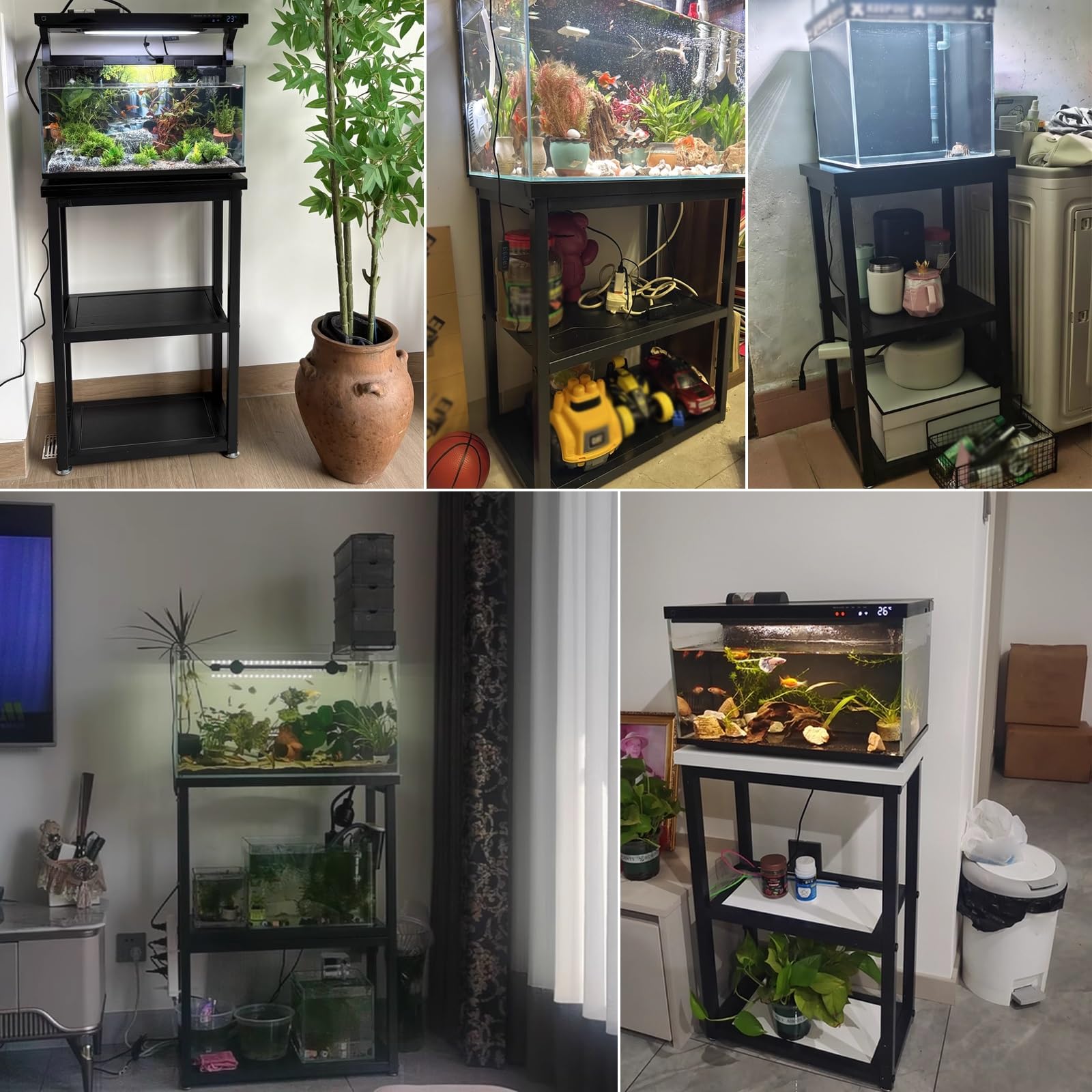 Stojak na akwarium i terrarium 70 cm wysokość, półki do przechowywania akwariów, stabilny stojak, duża pojemność, nadaje się do biur, gabinetów i salonów (65 x 35 cm/25,6 x 13,8 cala)