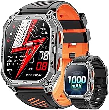 Montre Connectée Homme 2,01" HD Écran Smartwatch, 1000 mAh Batterie et 120+ Modes Sportifs, Montre Connectée Militaire avec Fréquence Cardiaque/Sommeil Moniteur et Lampe De Poche pour Android iOS
