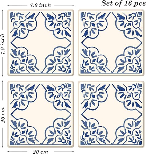 Miniatura 2 de Poromoro - Juego de azulejos adhesivos con estilo español o portugués (16 unidades), 21, 7.9