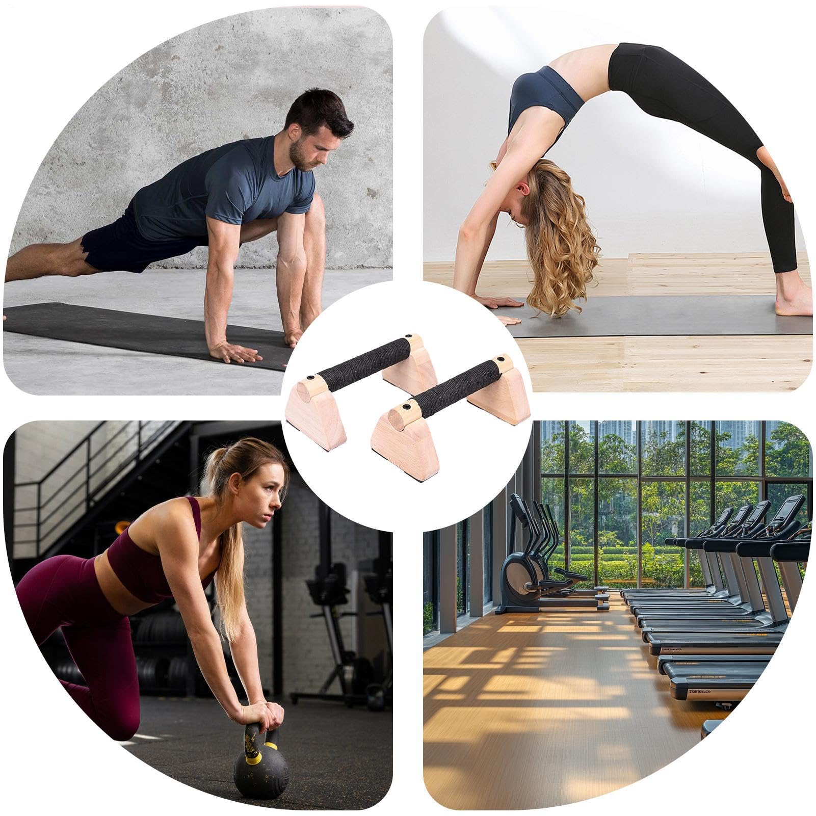Poignées push-up pour la maison | Barres parallèles | Barres push-up en bois pour la musculation et la callisthénie Accessoires de fitness pour hommes, exercices au sol et gym à domicile