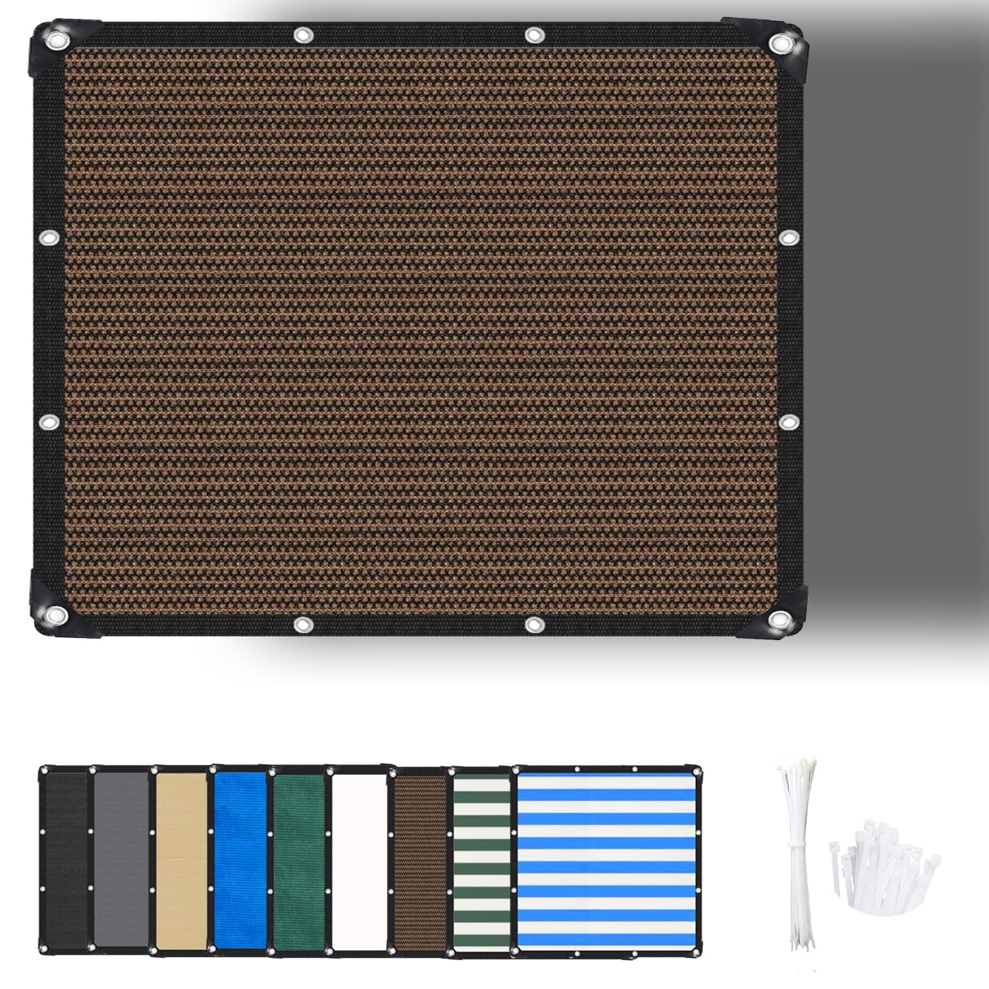 ZHhan Garden Sun Screen Fabric Shade Net Outdoor Fence Netting Screening, Backyard, Patio, Balcony, Includes Cable Ties 8 Days Delivered 9 Colors Brown,2.6x5.5m
