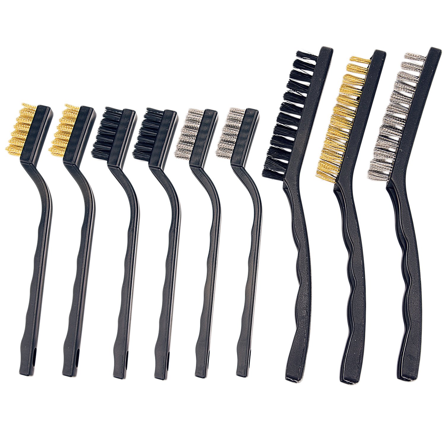 Sunmns Handle Stainless Steel Metal Wire Scratch Brush Set Cleaning Welding Slag Rust