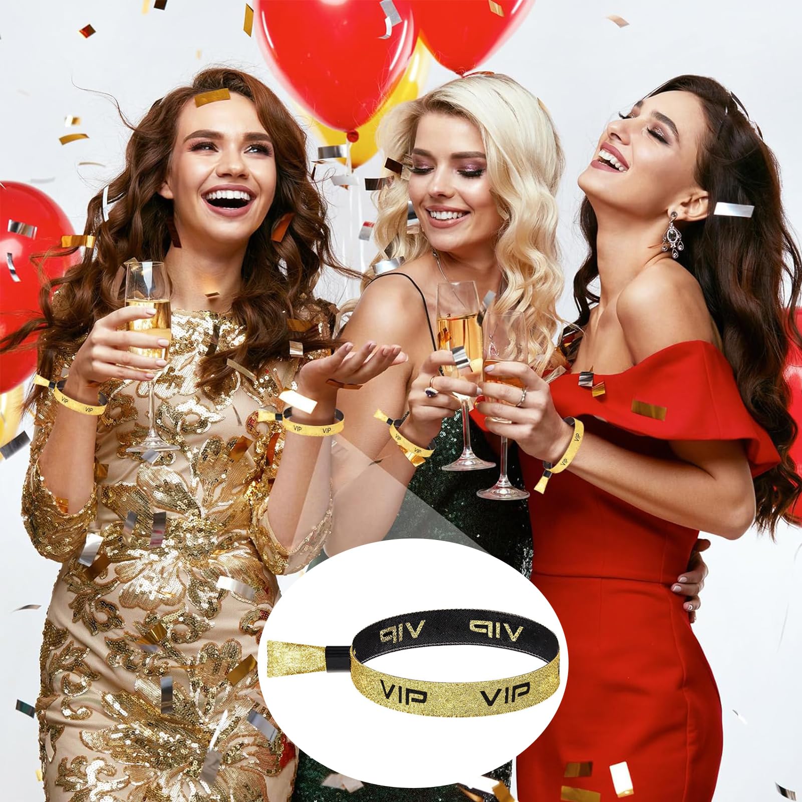 70 PCS Bracelets d'entrée en Tissu VIP, Bracelets d'entrée VIP, Bracelets de Festival, Bracelets d'entrée en Or Noir, Bracelets d'entrée de fête, Bracelets de fête imperméables, Bracelets en