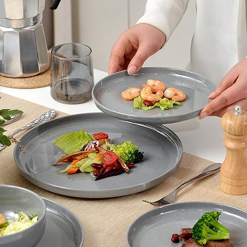 Miniatura 2 de Juego de vajilla de melamina para 4, juego de platos y cuencos de cocina de 12 piezas, juego de platos irrompibles, apto para lavavajillas, fácil de