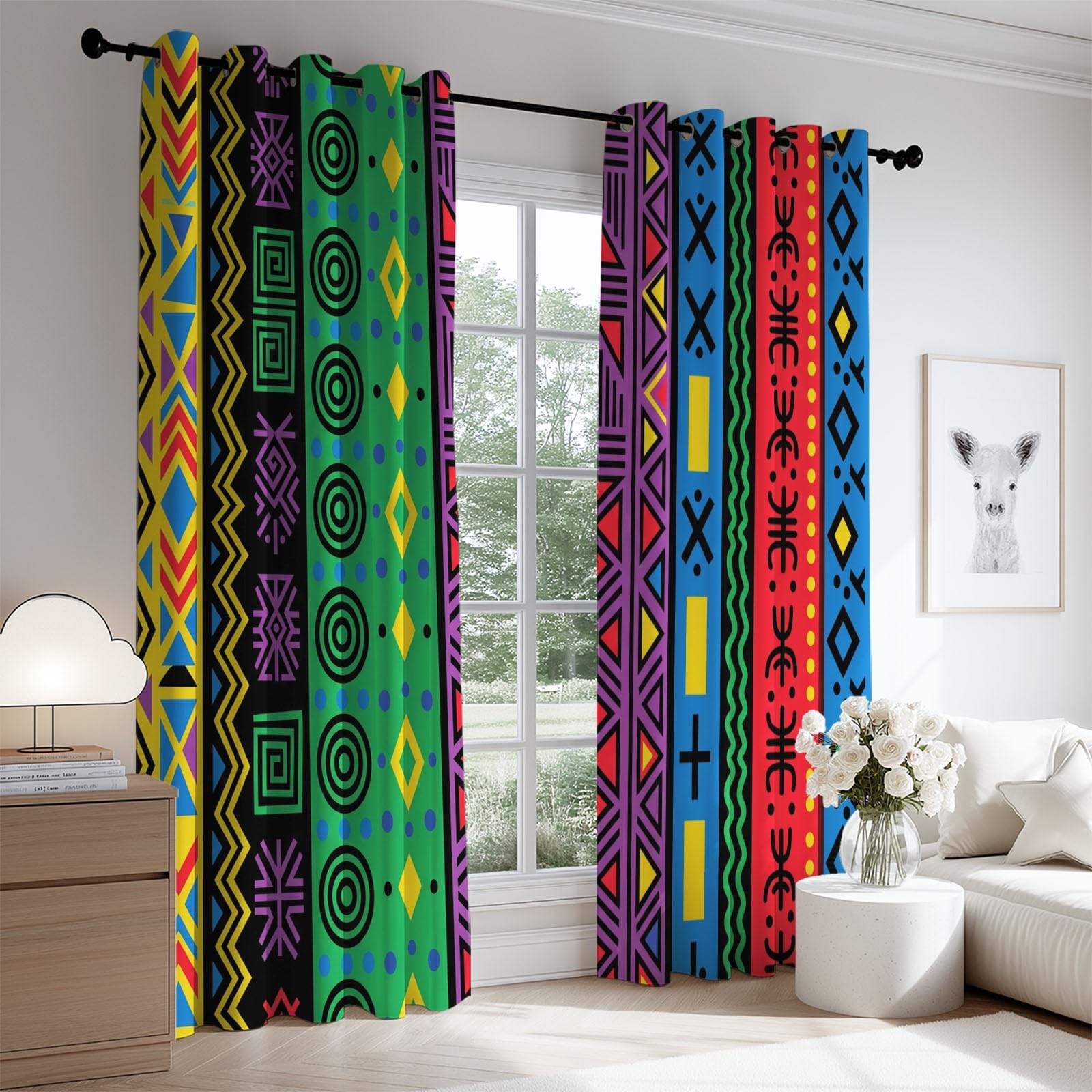 Generisch Zasłony nieprzejrzyste, wys. 225 x szer. 140 cm (2 sztuki) romantyczne, świeże rośliny, kwiaty, zasłony termiczne z oczkami, zasłony zaciemniające do sypialni, pokoju dziecięcego