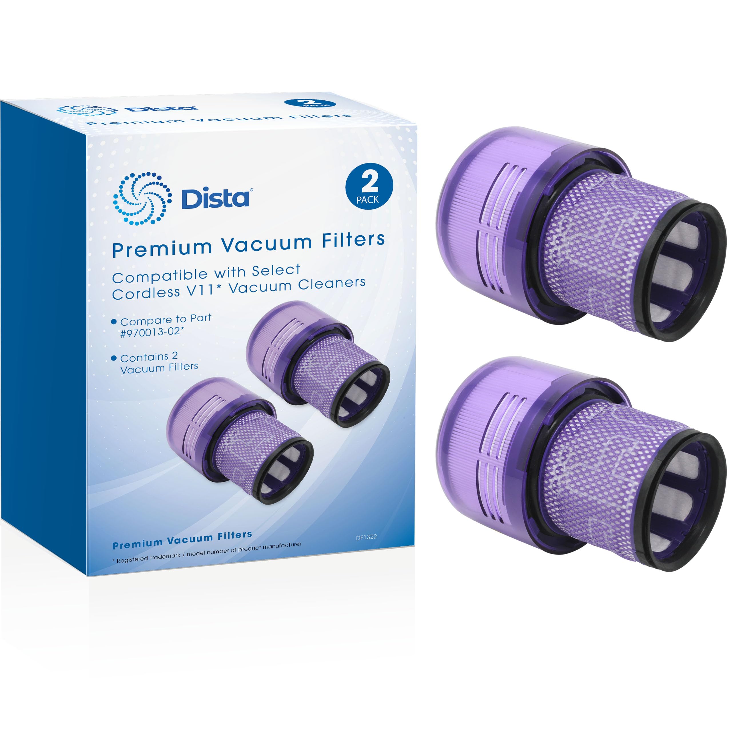 Dista Filter -2 Pack Vacuum Filters Replacement Parts Compatible with Dyson V11 Torque Drive V11 Animal V11 Complete V11 Extra V15 Detect V15s Detect Submarine Vacuums, Compare to Part 970013-02