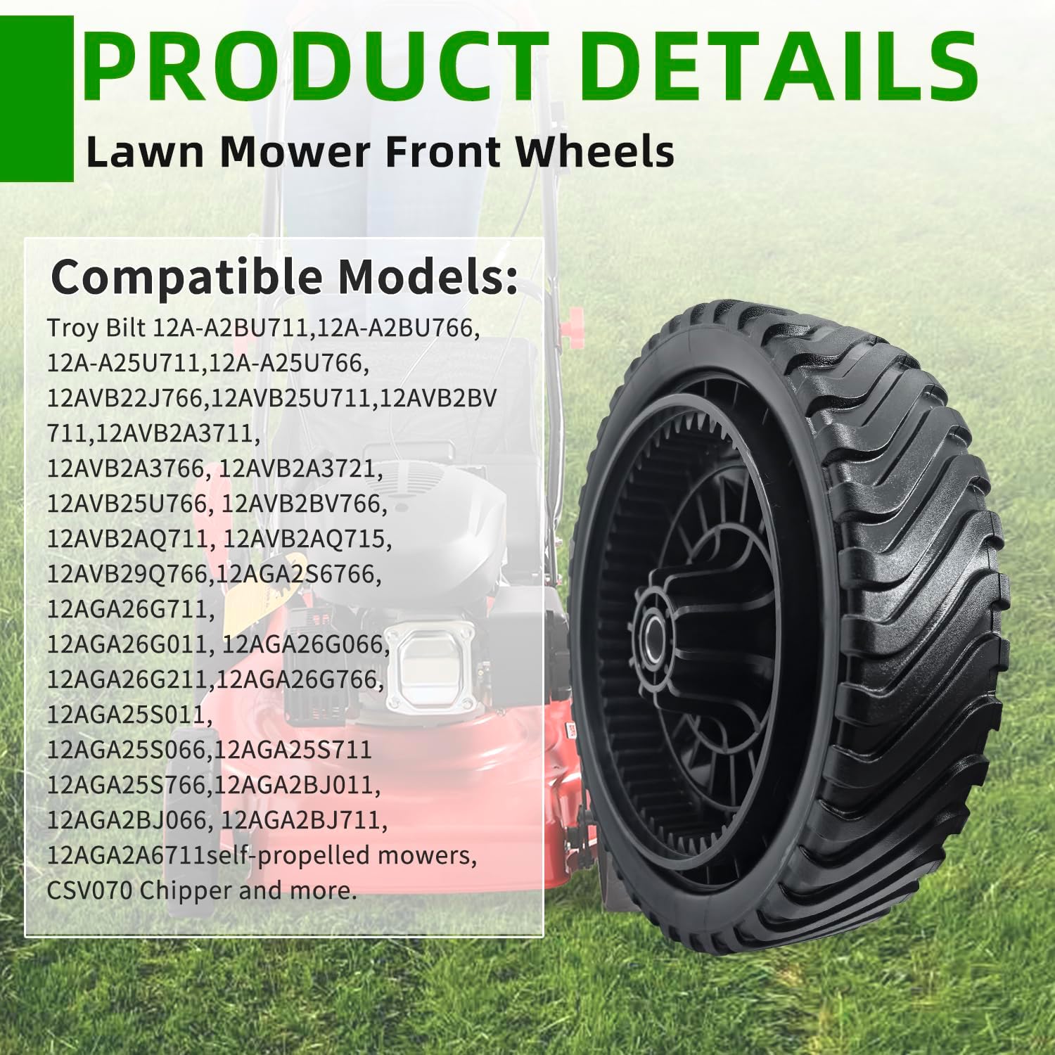 634-05039 8" Front Drive Wheel Assembly for Walk-Behind Lawn Mowers Compatible with MTD Craftsman Cub Cadet Troy-Bilt TB200 TB210 TB220 TB230 Replaces 634-0244 634-06986 703386 734-04475