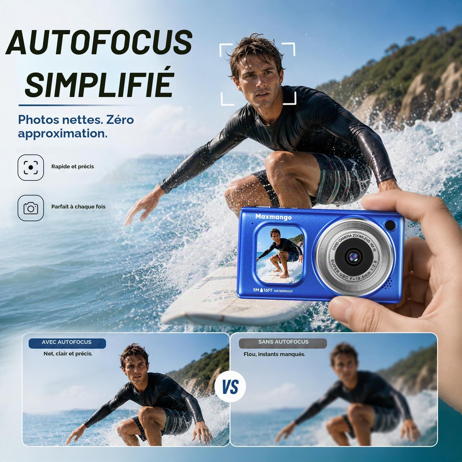 16FT Macchina Fotografica Subacquea 4K 48MP Con Batteria Rimovibile 1500mAh