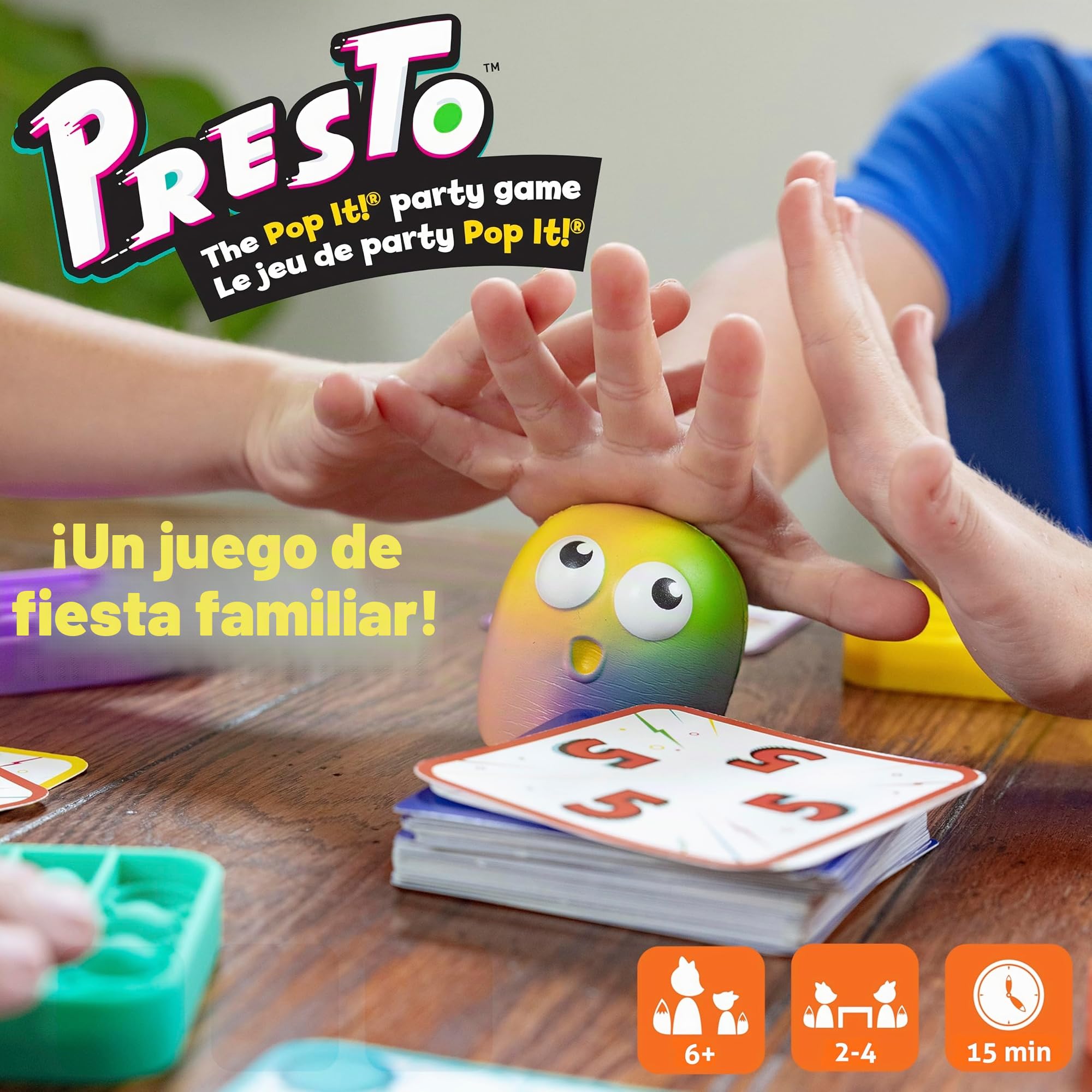 FoxMind Juegos: Go Pop! Presto, Fidget Popping Game, Family Fun Game, incluye 4 ediciones exclusivas de Go Pop, de 2 a 4 jugadores, para edades de 6 años en adelante