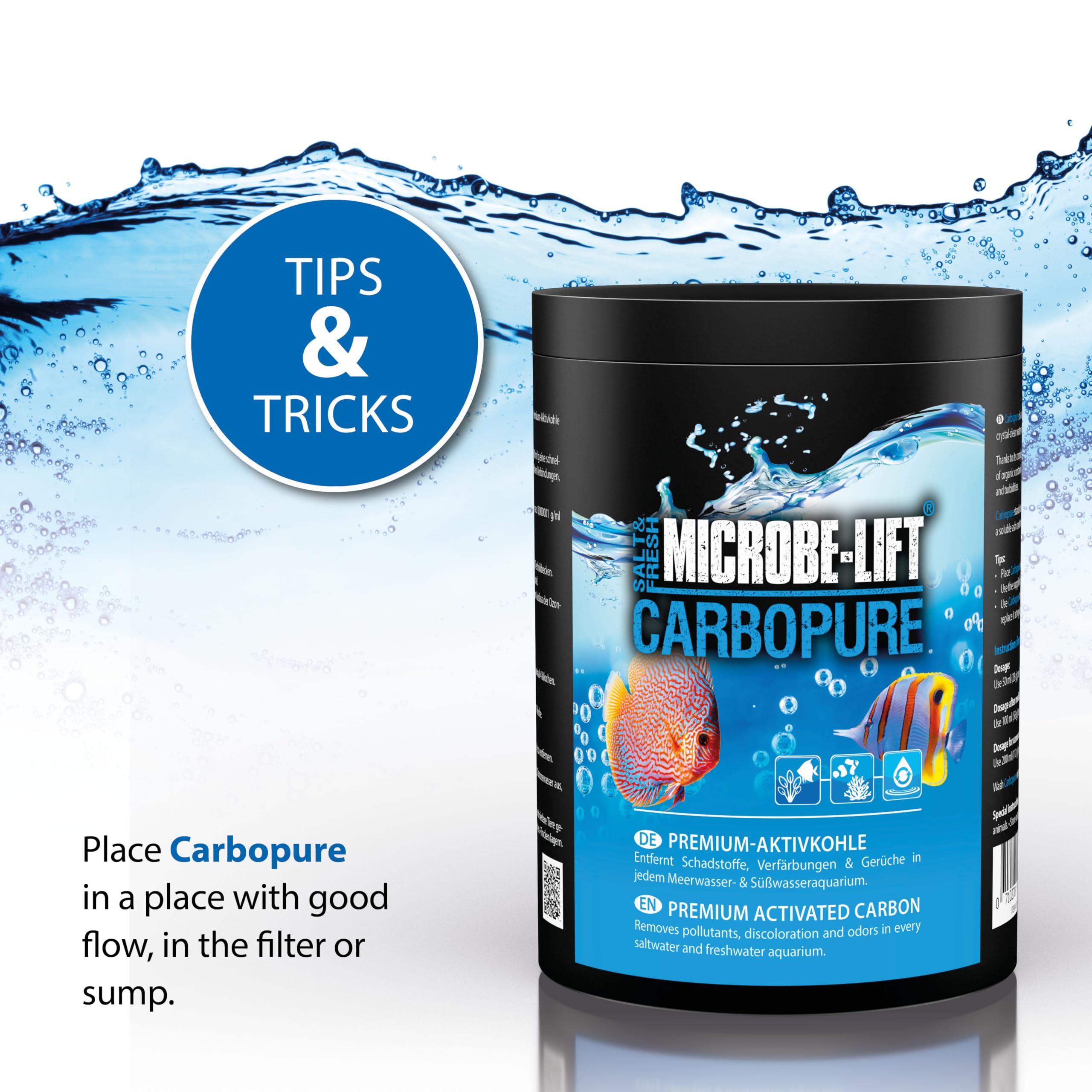 Carbón Activo Acuario – ARKA Carbopure 500 ml / 243 g – Elimina turbidez, restos de medicamentos y colorantes – Agua Clara en Horas – Dulce y Marino – Lavado ácido y Activado al Vapor — view 6