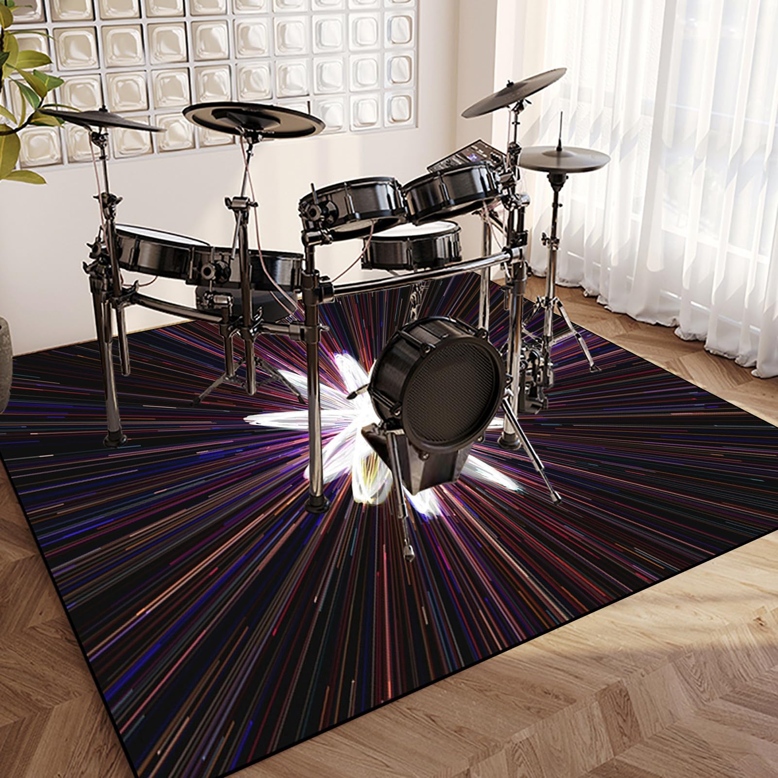 Tappetino professionale per batteria, 140 x 100 cm, insonorizzante, protezione per pavimento per batteria elettronica, grancassa e rullante, accessori per musicisti e gruppi musicali