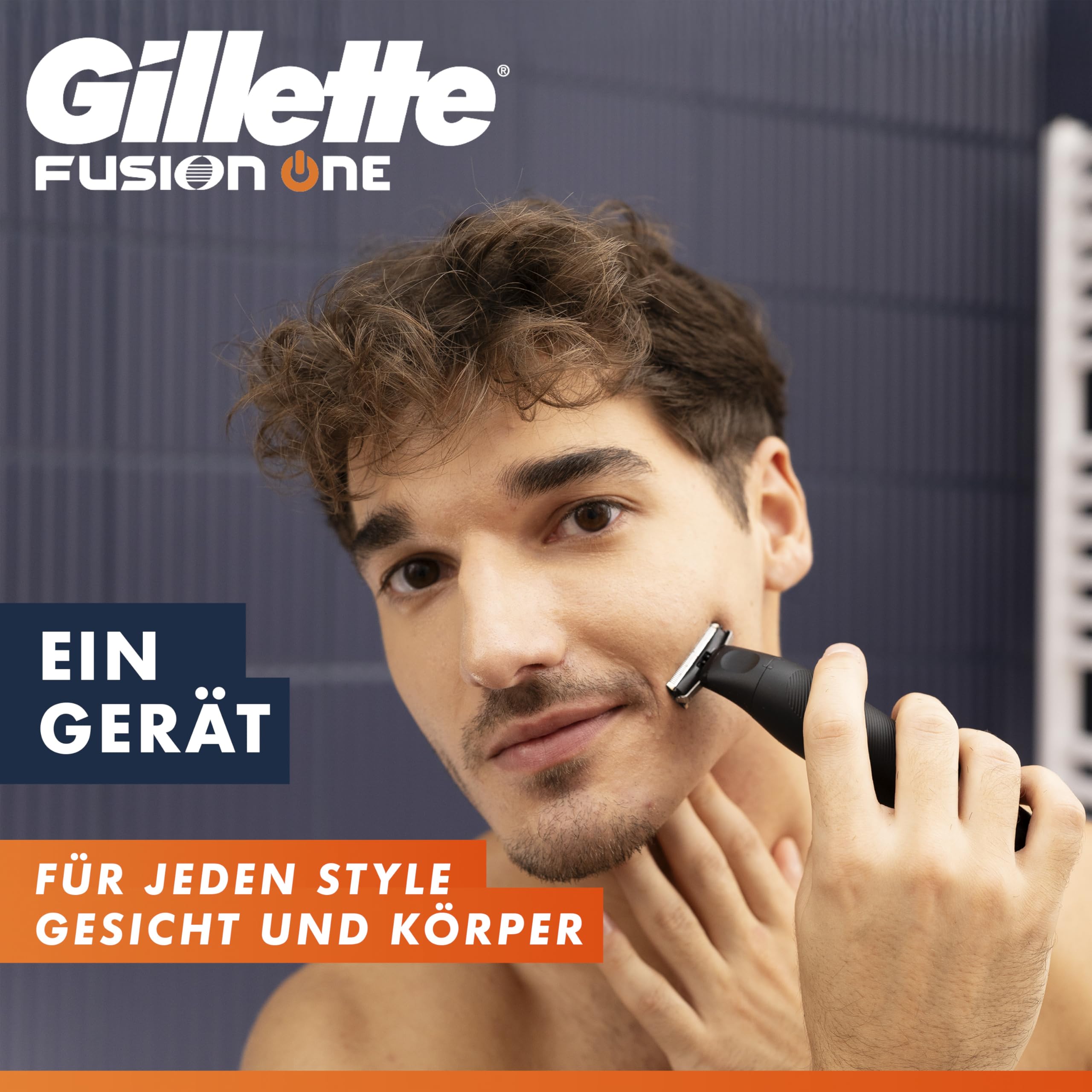 Gillette Fusion One Hybrid Rasierer Herren Elektrisch, Schwarz - Barttrimmer Und Körperrasierer, Bodygroom, 45-Min Akku, Powered von Braun, Wasserdichter Trimmer, Inkl. 3 Kammaufsätze Und 1 Körperkamm