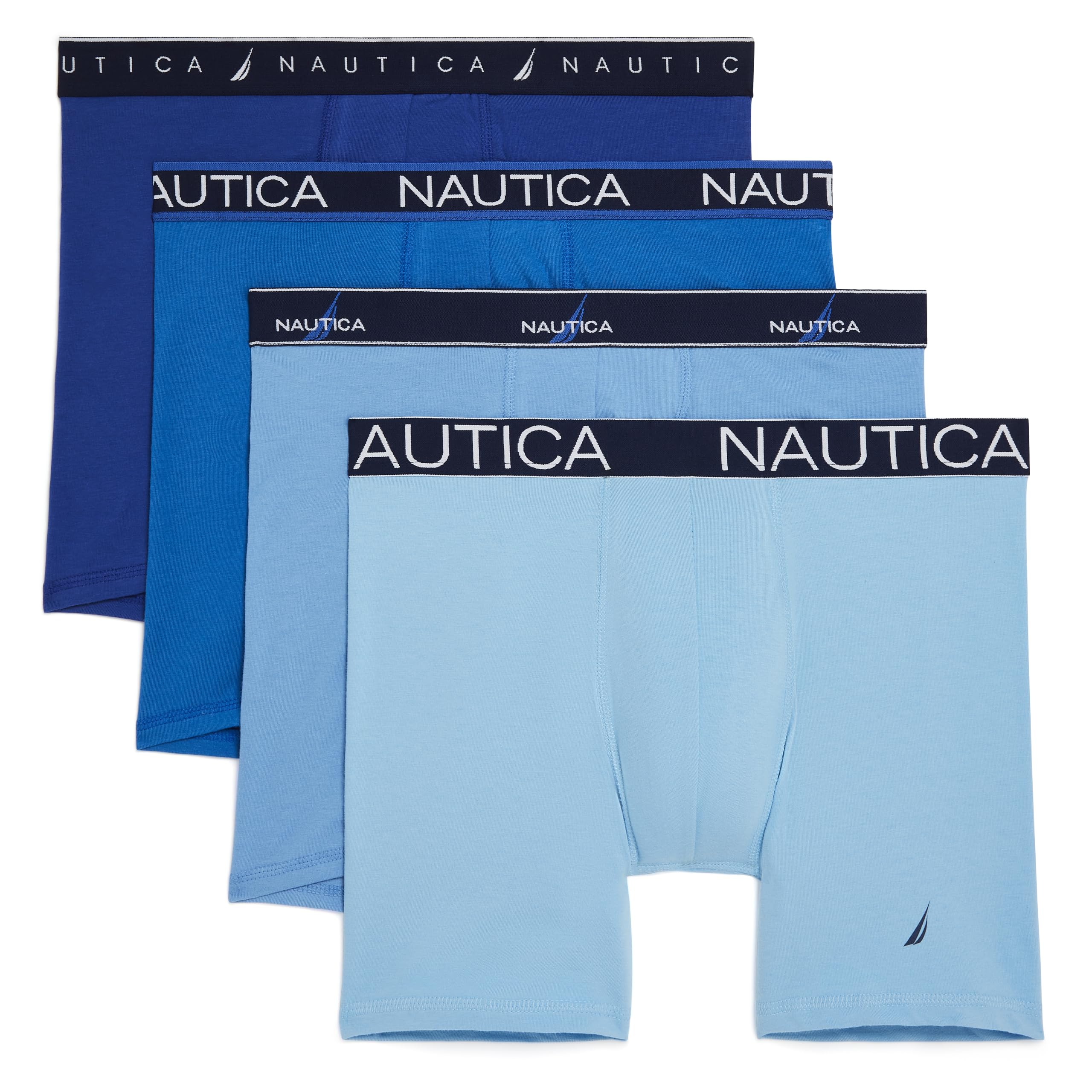 Nautica Men's Surf The Web/Pro Blue/Aero Blue/Alaskan Blue-Assorted Wb 4 Pack Limited Edition Cotton Stretch Boxer Briefs, L