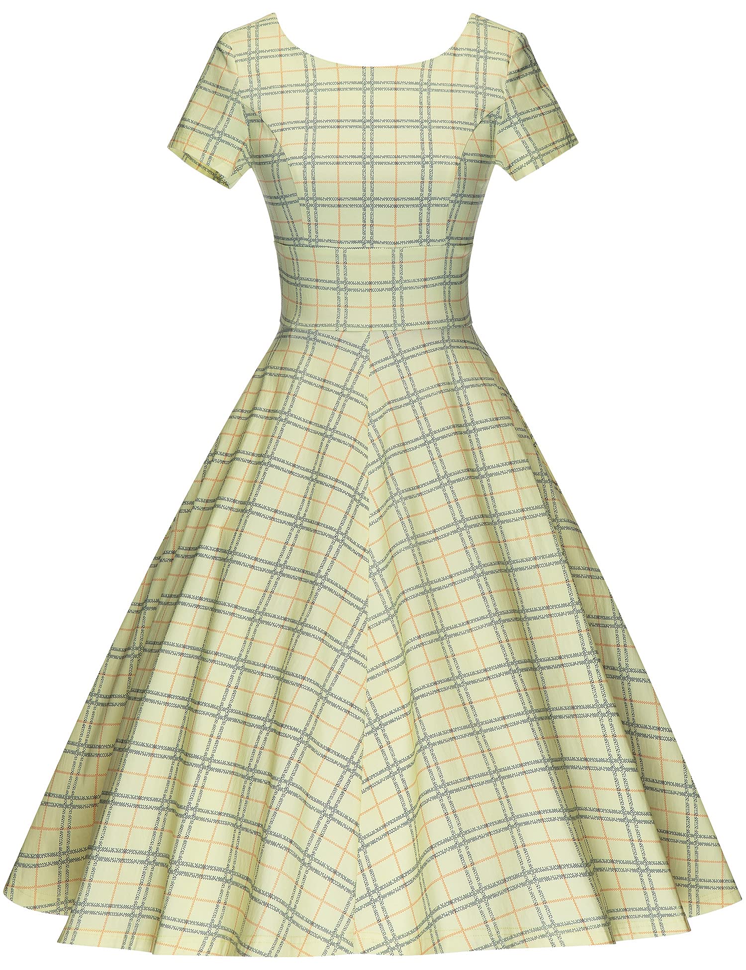 GownTownWomen's 1950s Vintage Dresses Short Sleeves Cocktail Stretchy Party Dresses with Pocket