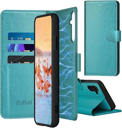 Funda tipo cartera desmontable 2 en 1 para Samsung Galaxy A14 5G con tarjetero de crédito con bloqueo RFID, funda protectora de piel sintética con