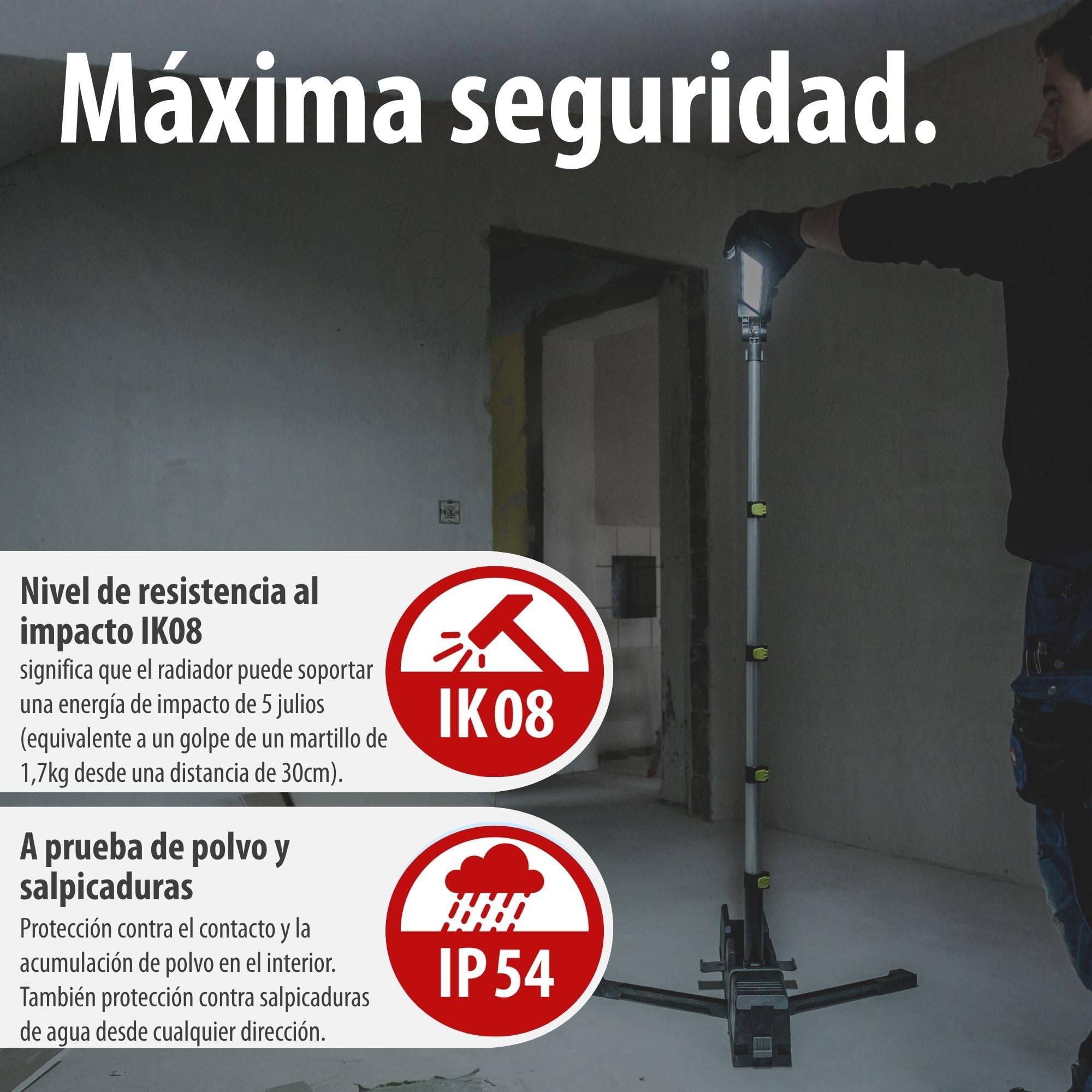 Brennenstuhl Multi Battery foco LED con trípode 6050 MA (7700lm, IP54, altura ajustable hasta 140cm, compatible con baterías de 18V de 10 fabricantes diferentes, sin batería)