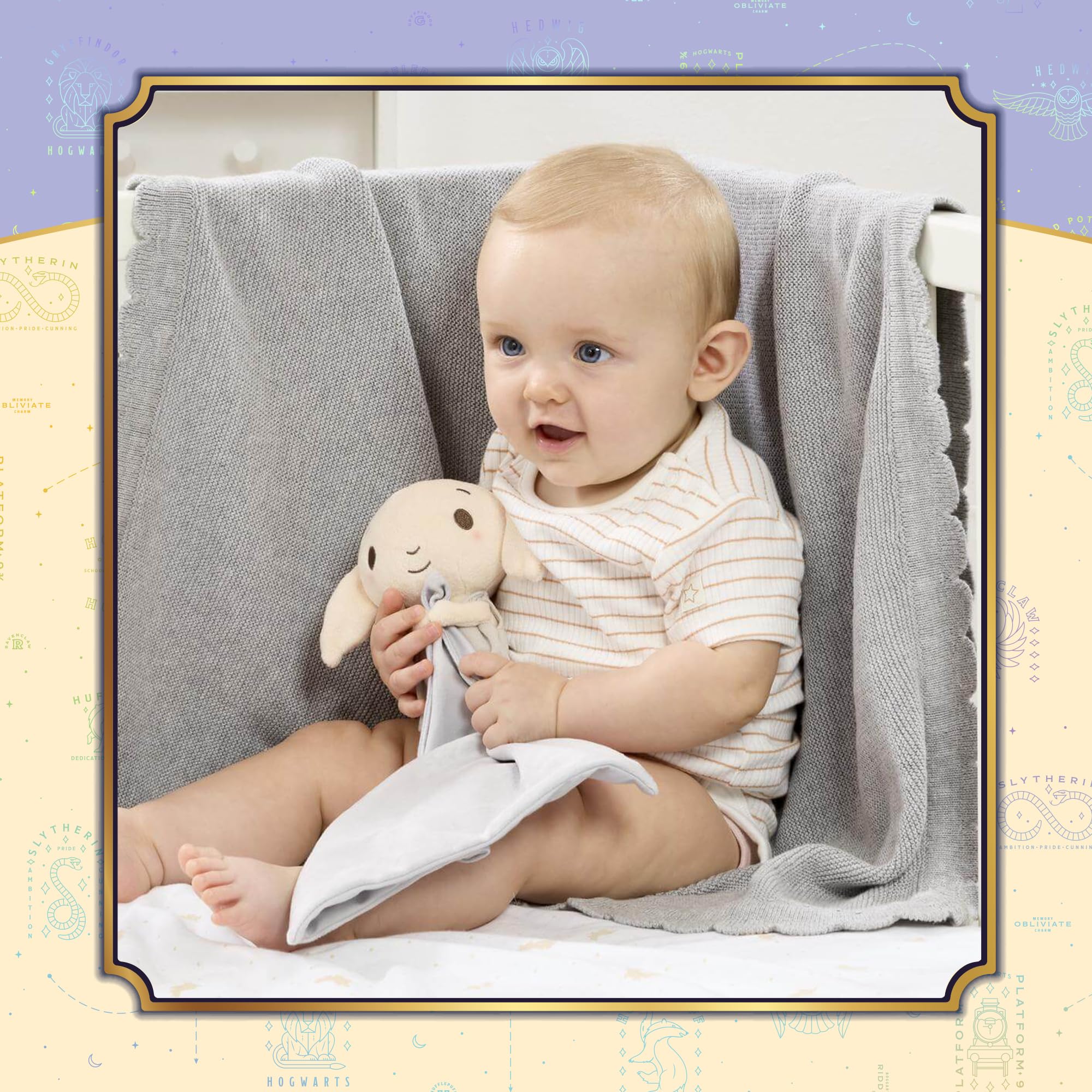 Rainbow Designs Harry Potter Dobby Coperta Comfort per Neonati - Copertina Vellutata Morbida Grigia con Dettagli in Peluche di Elfo Domestico e Stelle - Compagno di Coccole da Abbracciare per Bambini
