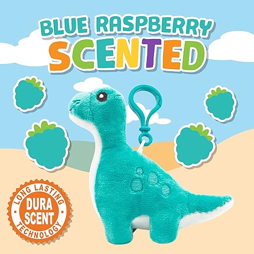 Miniatura 2 de Scentco Dino Dudes Backpack Buddies - Clips de Dinosaurio de Peluche Perfumados Gourmet Patentados - Brontosaurio (Frambuesa) - Relleno de Media