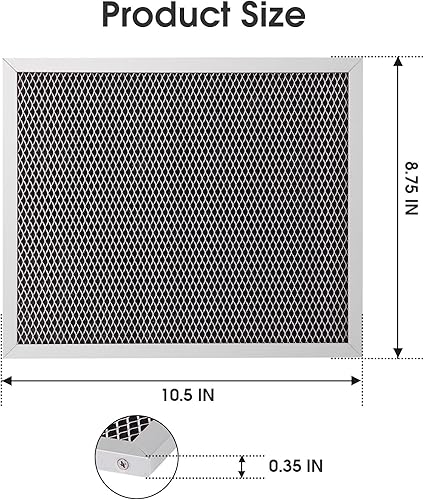 Miniatura 2 de Filtro de carbón para campana extractora Broan 97007696, S97007696, 9700568, 6105C, 413023, Whirlpool W10355450, tamaño del filtro 10.5 x 8.75 x