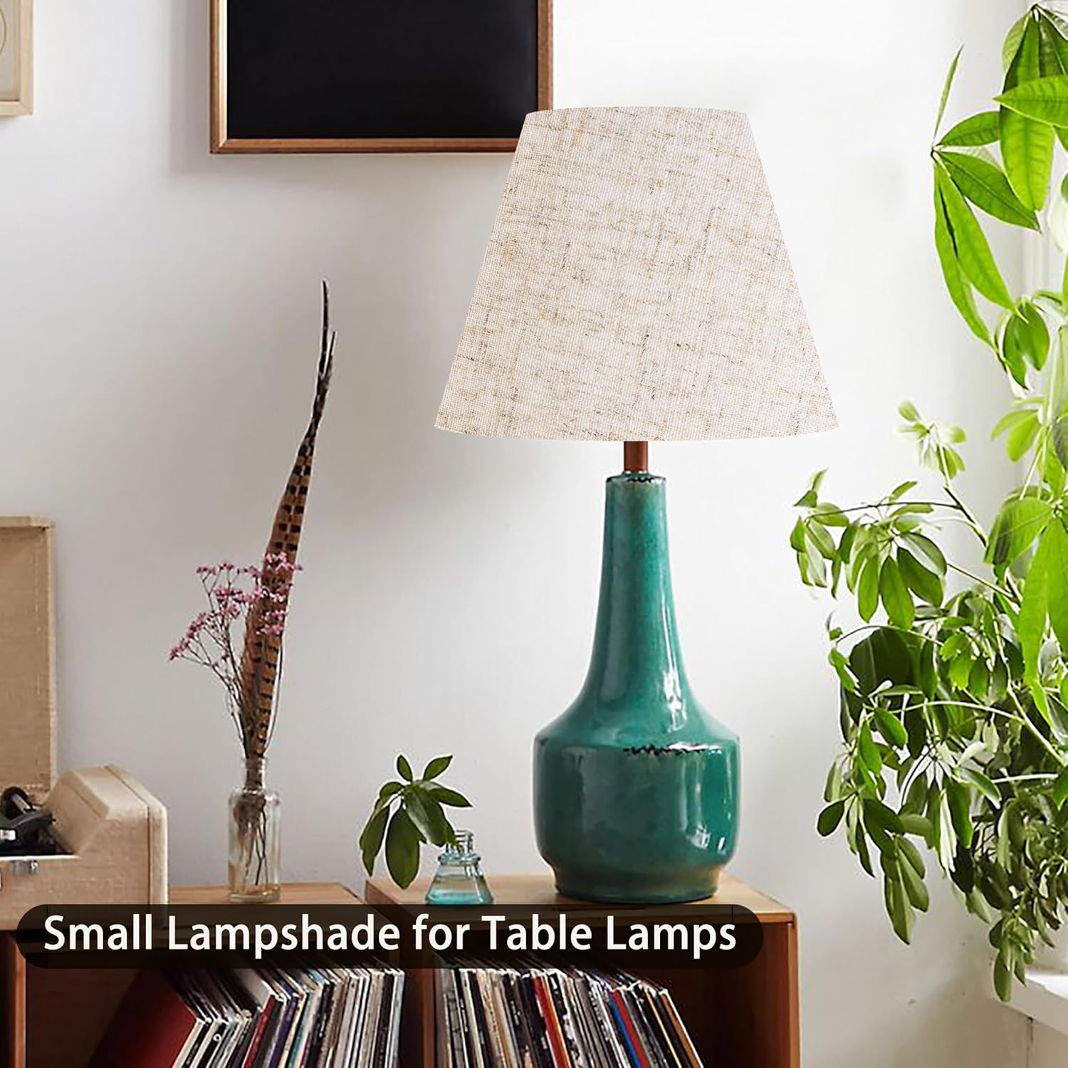 GO&SO 9" Lamp Shades Set of 2 Small Mini,5"×9"×6.4" Spider Lampshades for Table Lamps Oatmeal Beige Lampshade Replacement,Modern Lamp Shade for Nightstand (Clip Lamp Adapter Holder Not Included)
