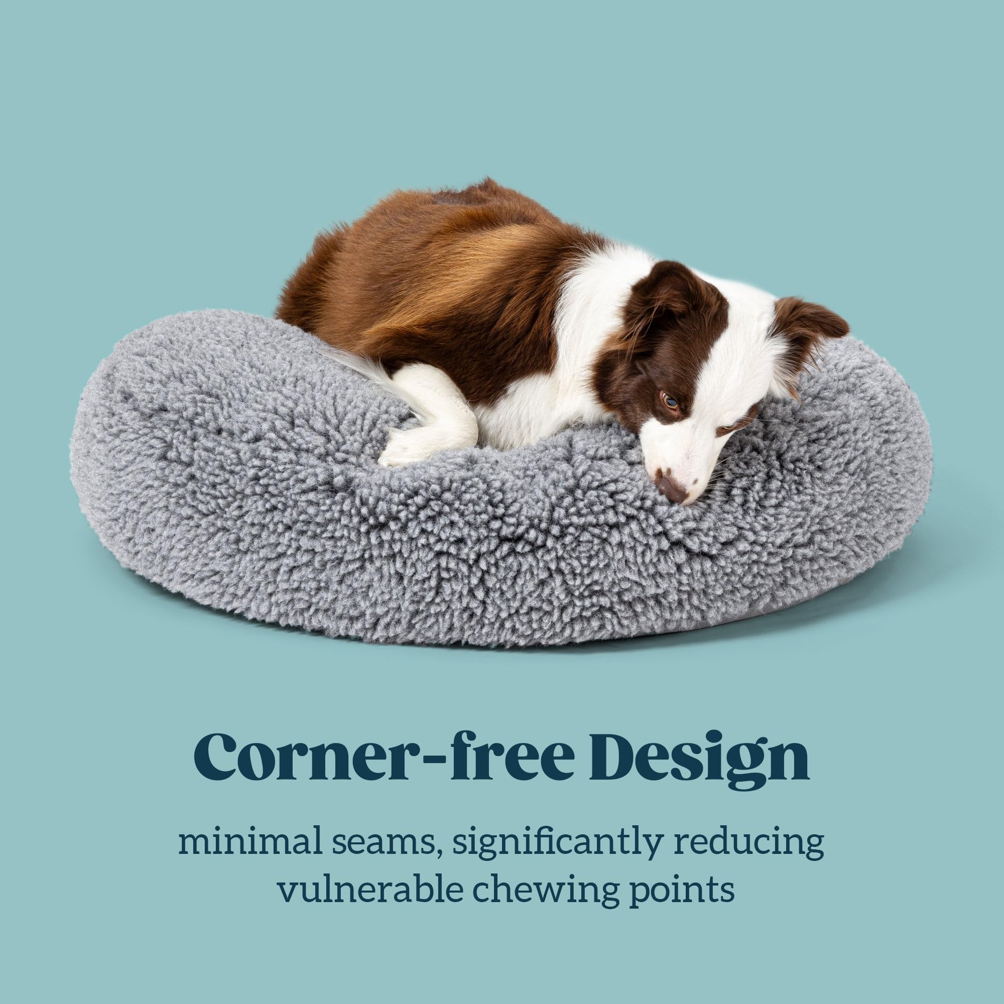 PELZIN Stoutwool Indestructible Dog Bed - Round Chew Proof Dog Bed - Fluffy Pillow Bed for Aggressive Chewers - Durable - Washable - Ideal for Small Dog Breeds - 25", Charcoal - image 4