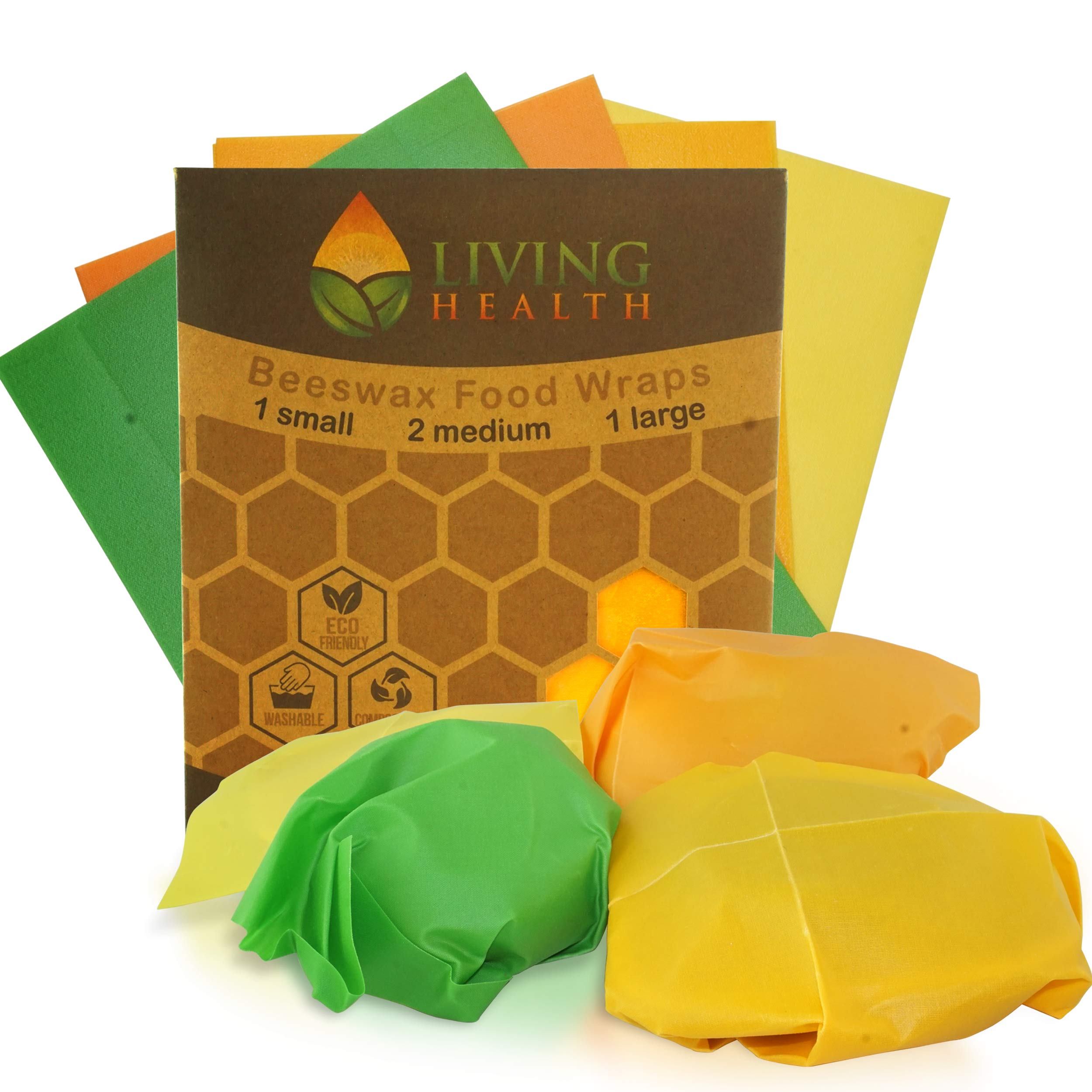 Buy Living Beeswax Reusable Food Wrap (1 S, 2 M, 1 L) , Eco Friendly