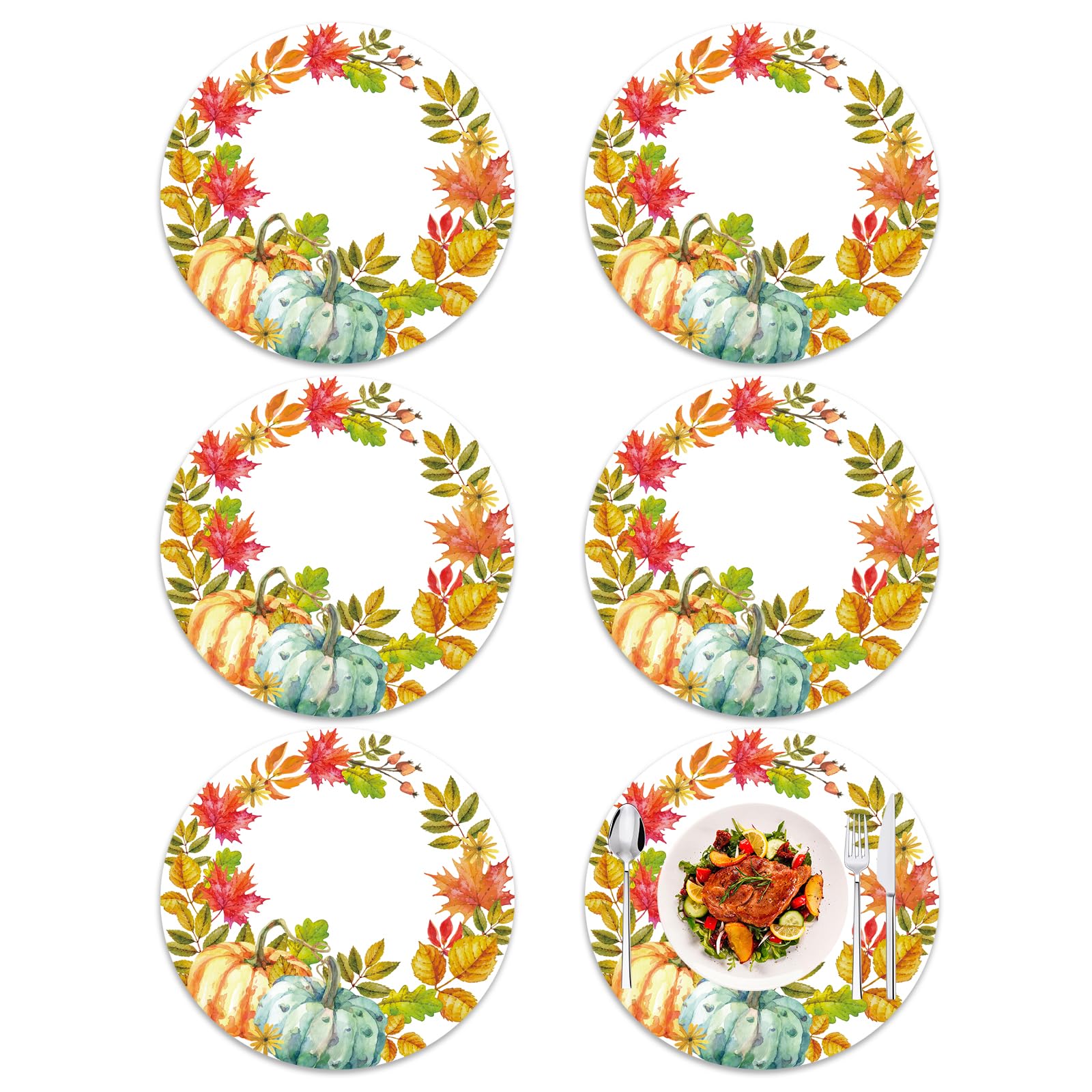 Sets de table ronds vinyle aquarelle d'automne décoration raffinée