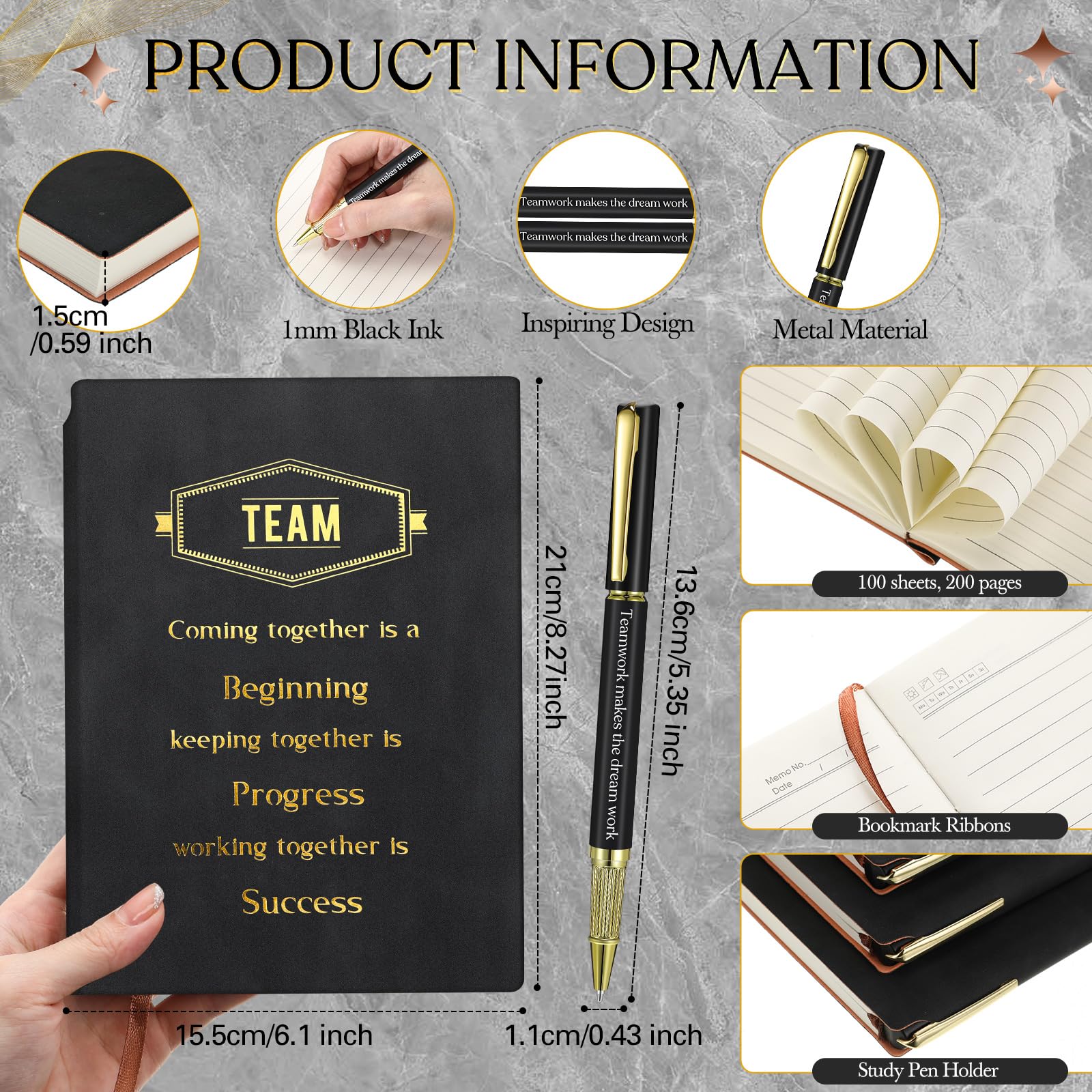 12 Sets Team Appreciation Gifts for Employee Bulk A5 Leather Notebook Canvas Tote Bags Keychain Ballpoint Pens Thank You Appreciation Gifts for Coworkers Staff Teacher Nurse(Classic Color)