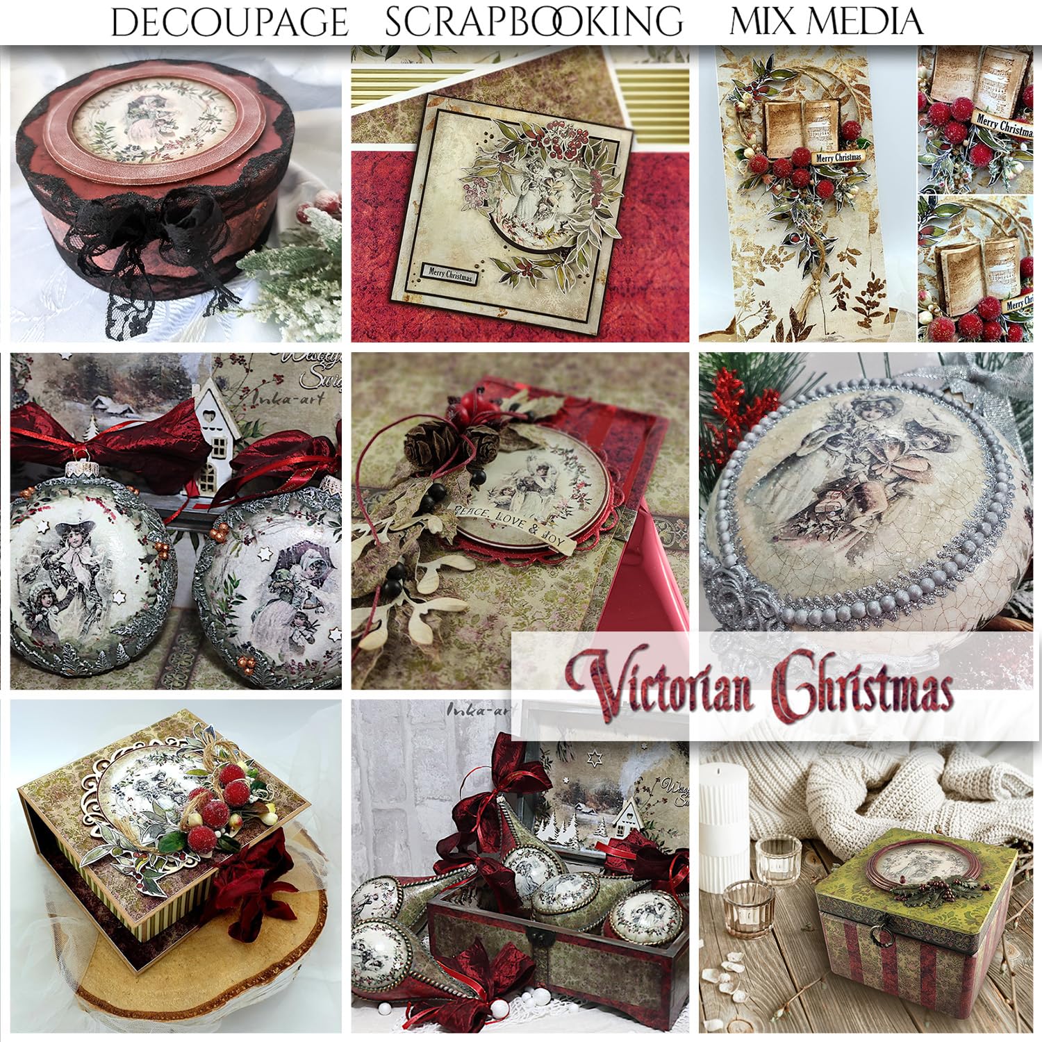 TD Collection - Rice Paper Creative Set, A4, Decoupage, Rice Paper Sheet, 29.7 x 21 cm, Multi-Coloured (Victorian Christmas, RP033) - Image 3