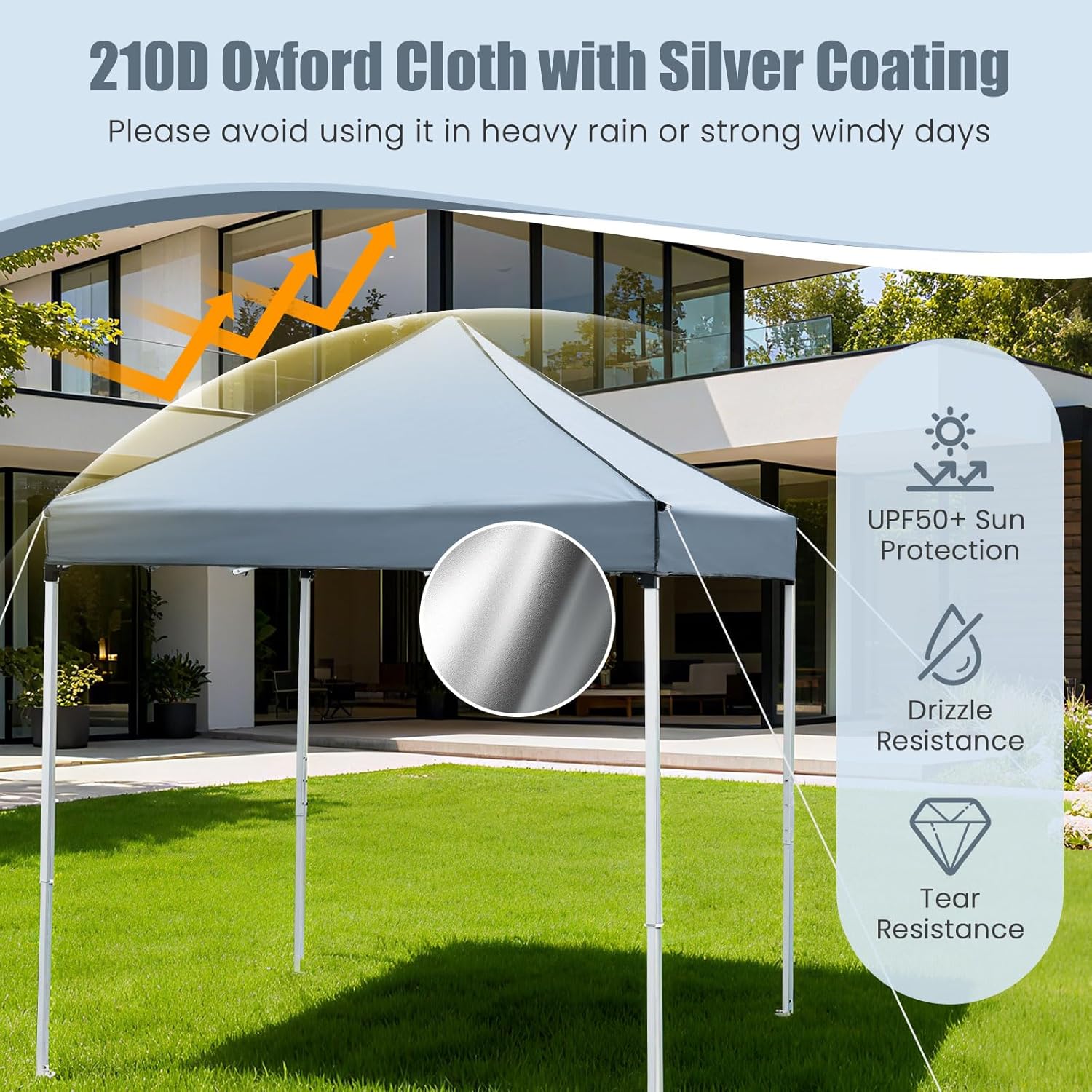 Tangkula 6.5x6.5 FT Pop Up Canopy, UPF50+ Outdoor Canopy Tent with 2 Removable Sidewalls, 2 Zippered Doors, Heavy-Duty Carbon Steel Frame, Wheeled Bag, 4 Sandbags, 8 Stakes, 4 Wind Ropes (Gray)