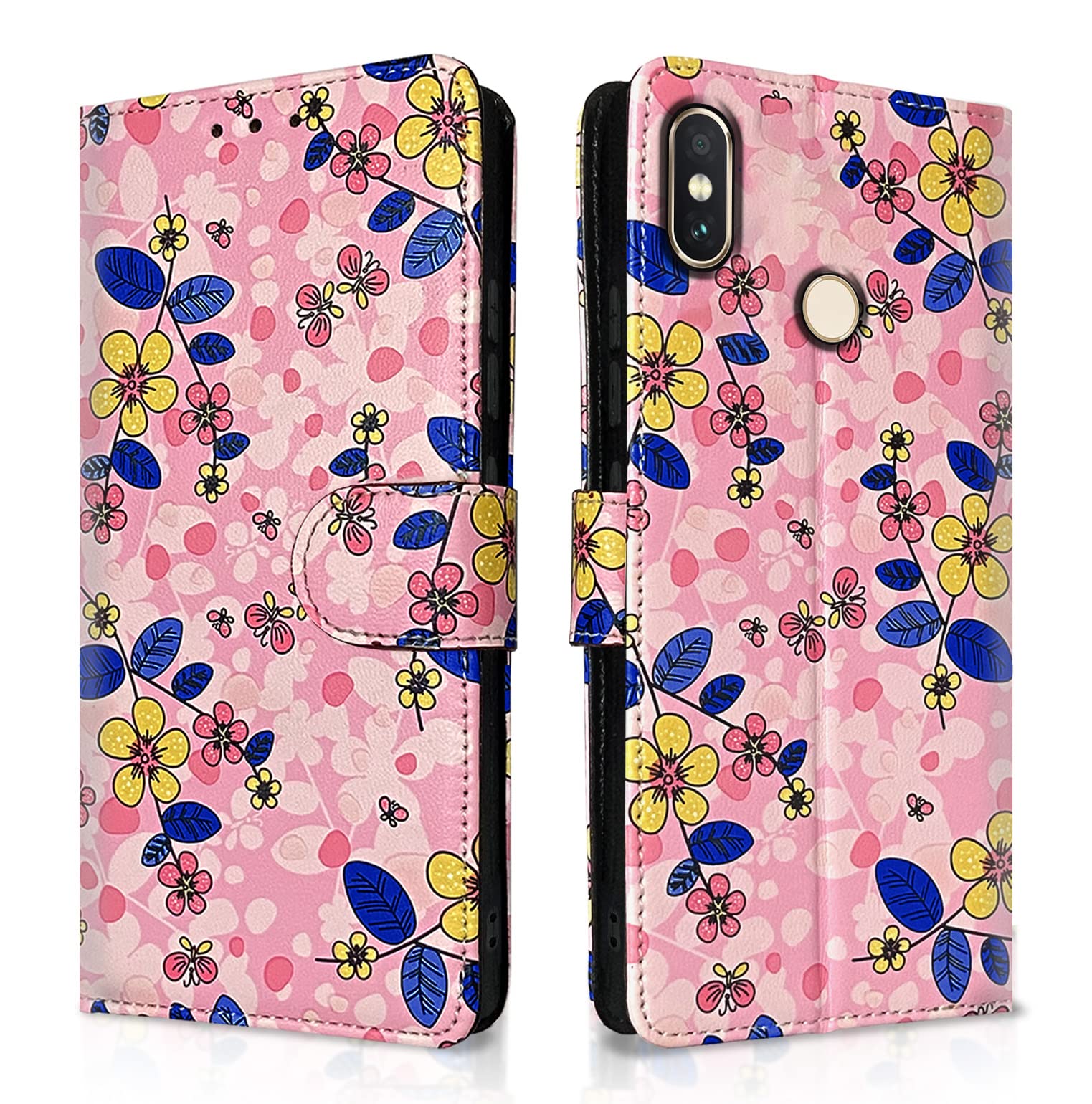 Pikkme Redmi Note 5 Pro Flip Cover for Girls Leather Finish Inside TPU with Card Pockets Wallet Stand and Shock Proof | Complete Protection Flip Case (Pink Flower) (B0C4V2B8KR) Amazon Price History, Amazon Price Tracker