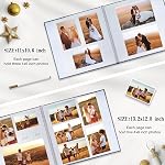 Finksy Grand album photo autocollant 3x5 4x6 5x7 8x10 Photos Couverture en lin 40 Pages vierges magnétiques DIY Album de scrapbook avec un stylo métallique