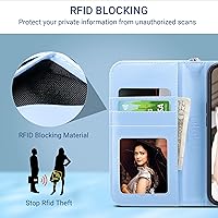 Vista 5 de ULAK Funda tipo cartera compatible con iPhone 13 para mujer, piel sintética de alta calidad con tarjetero, función atril, funda tipo cartera