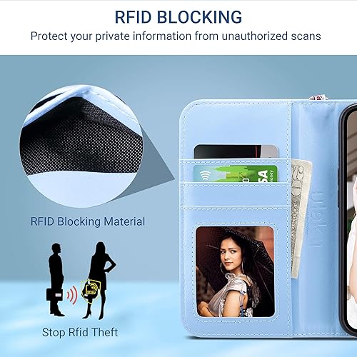 Miniatura 5 de ULAK Funda tipo cartera compatible con iPhone 13 para mujer, piel sintética de alta calidad con tarjetero, función atril, funda tipo cartera para